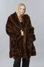 Natural Female Off White Cream Mink 49 Length Real Fur Coat Plus Size 14  16 18